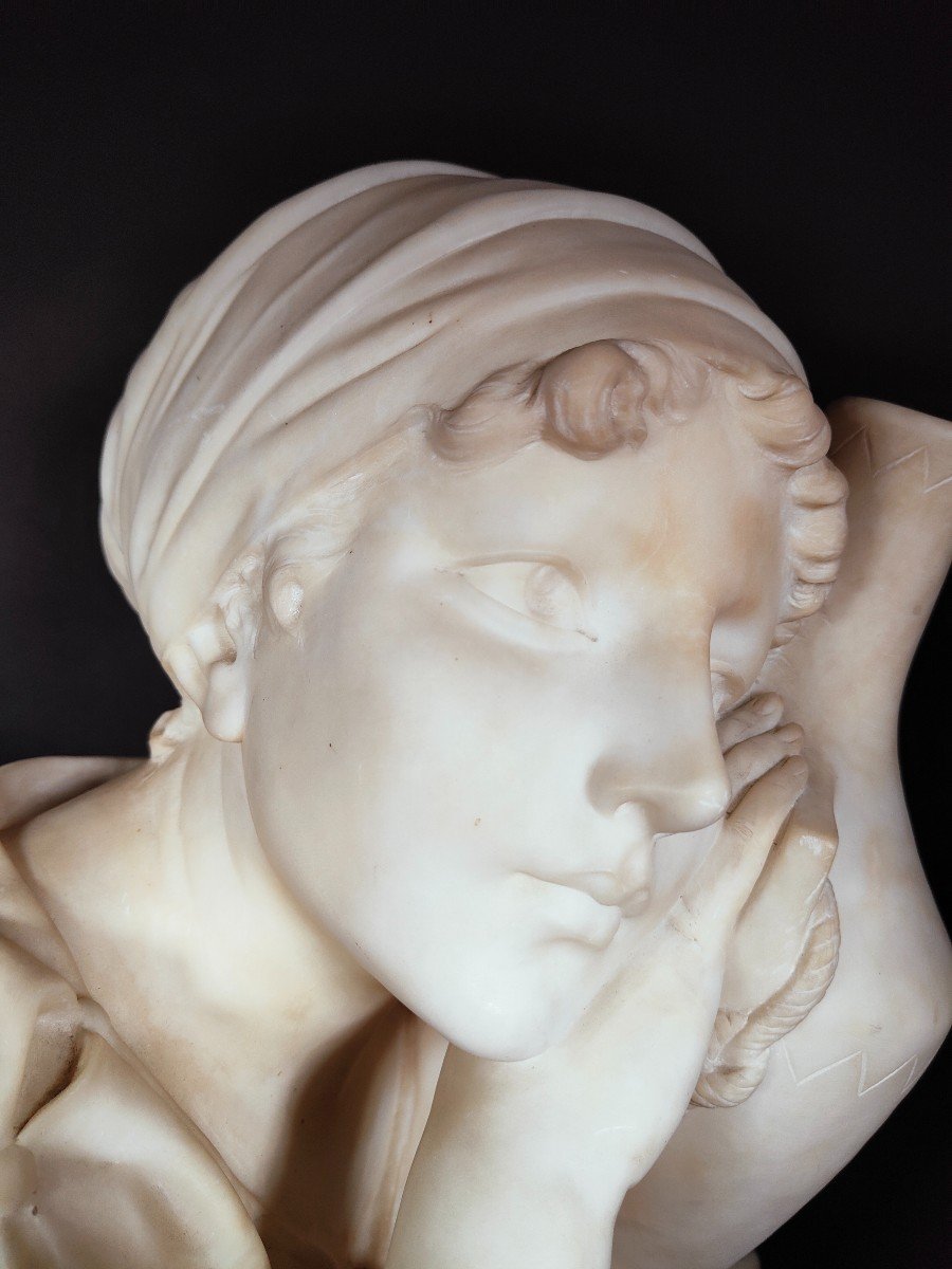 Sculpture En Marbre Italienne Du XIX Siecle-photo-3