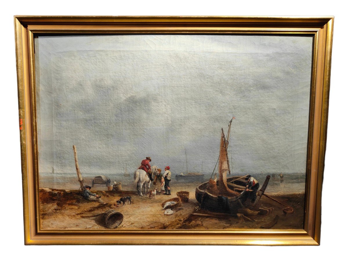 Oil On Canvas English School Marine Scene Eighteenth Century-photo-2
