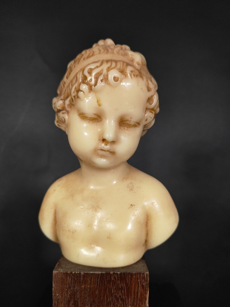 XIX Century Child Wax Bust-photo-4