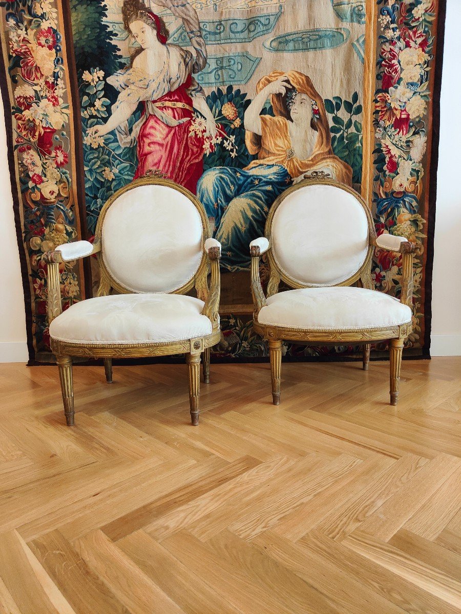 Paire De Chaises Francaises 18eme Siecle-photo-3