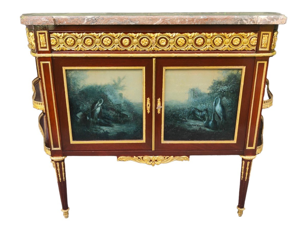 Louis XVI Style Mahogany Side Cabinet By Henry Dasson Et Cie, French, 1889-photo-3