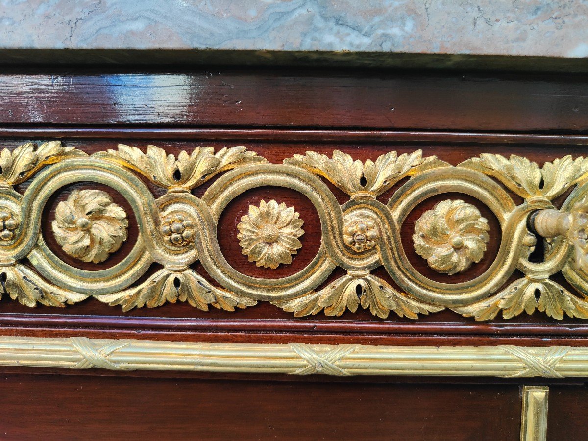 Louis XVI Style Mahogany Side Cabinet By Henry Dasson Et Cie, French, 1889-photo-3