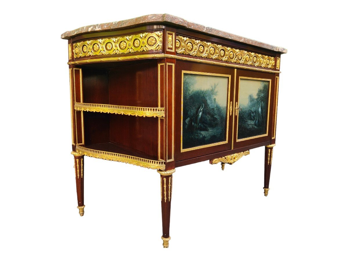 Louis XVI Style Mahogany Side Cabinet By Henry Dasson Et Cie, French, 1889-photo-4