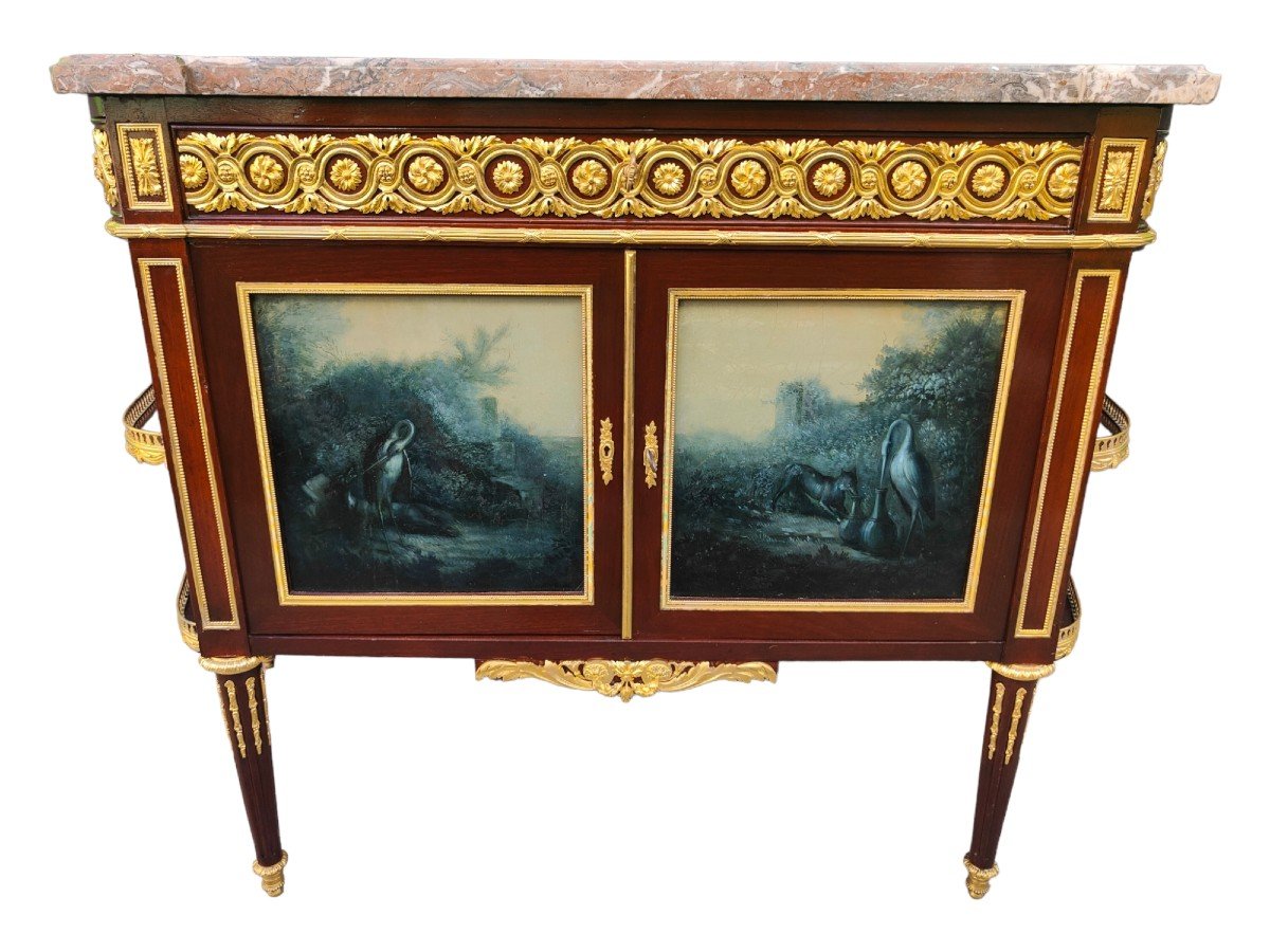 Louis XVI Style Mahogany Side Cabinet By Henry Dasson Et Cie, French, 1889-photo-6