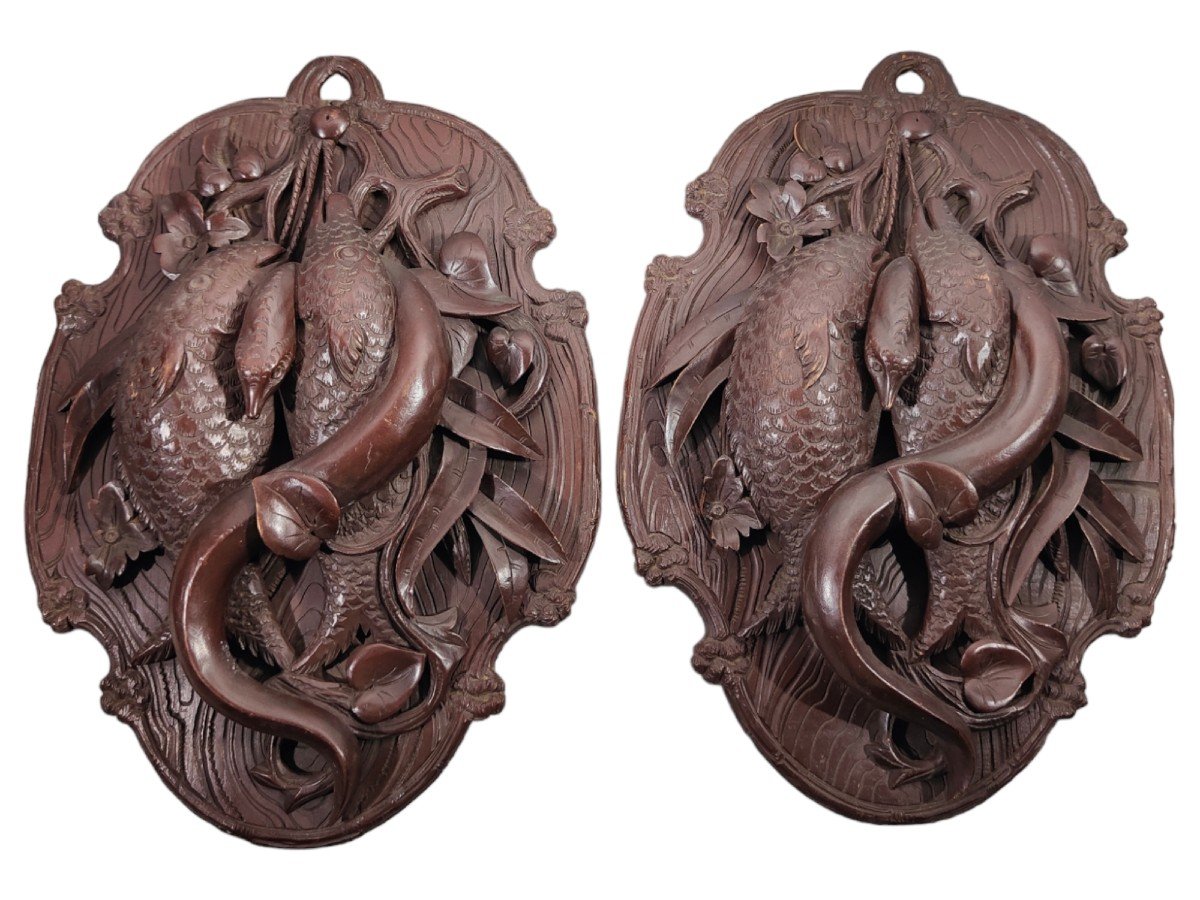 Trophée De Pêche Plaques En Bois 19ème Siècle-photo-3