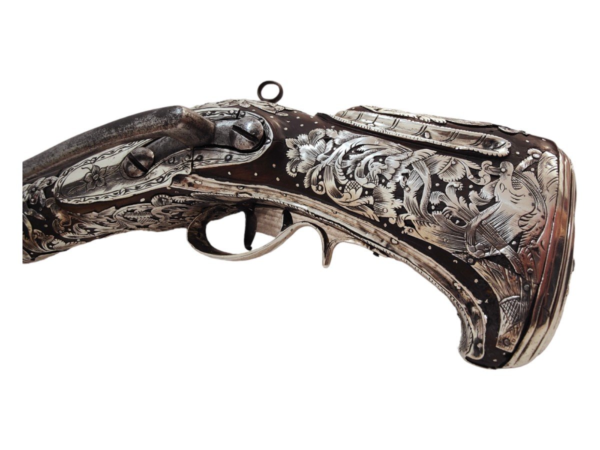 Pistolet à Ceinture Miquelet-lock Tromblon Extrêmement Rare d'Amérique Du Sud-photo-6