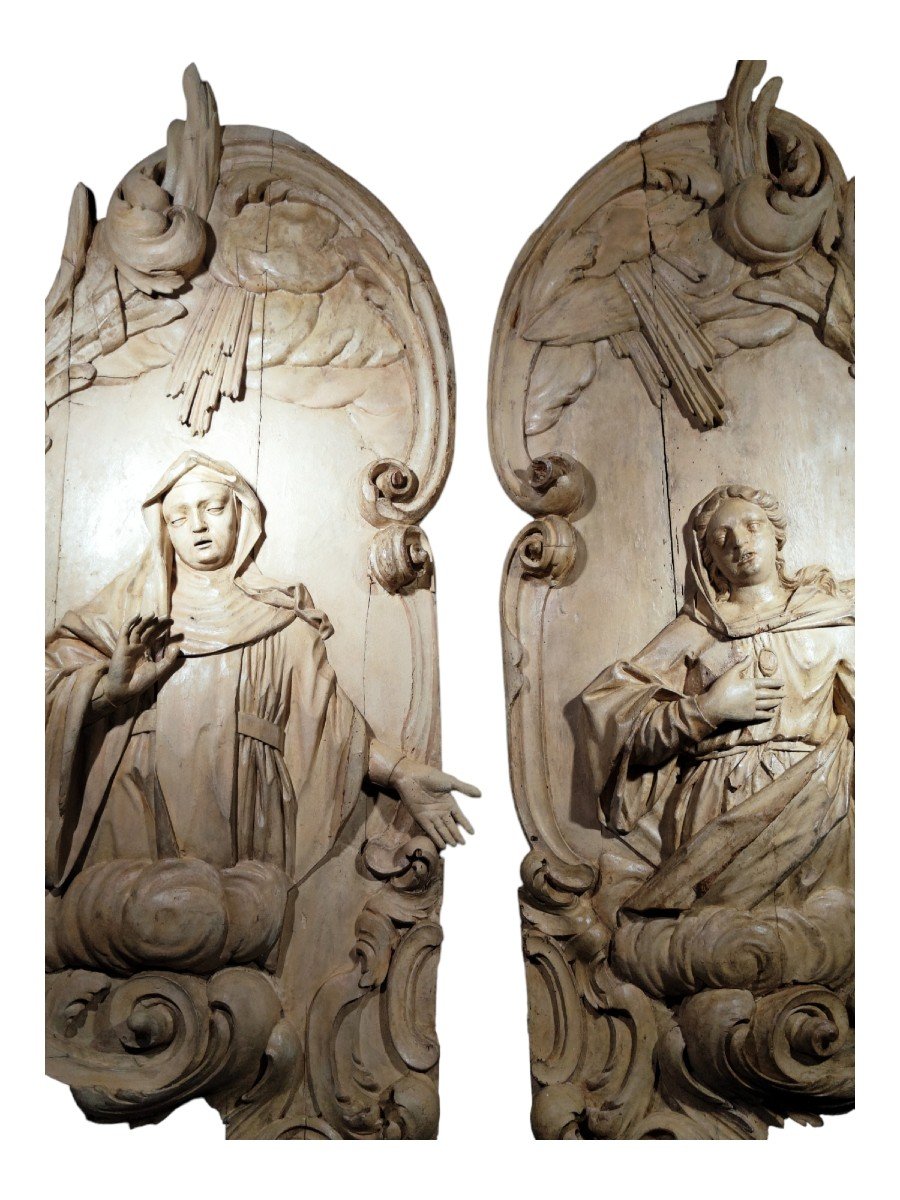 Paire De Panneaux Sculptes Monumentaux Du XVIIIe Siecle-photo-2
