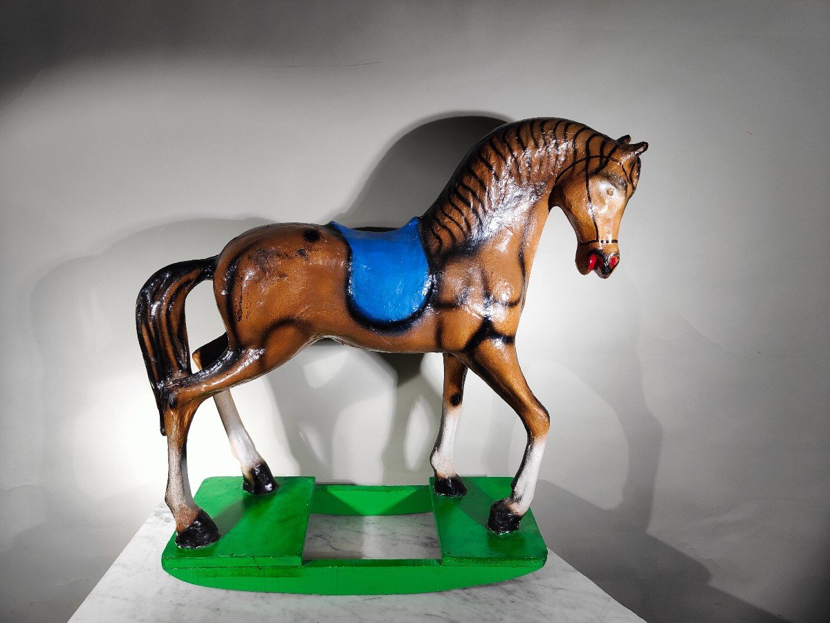 Decorative Rocking Horse In Paper Mache, 1950s-photo-2
