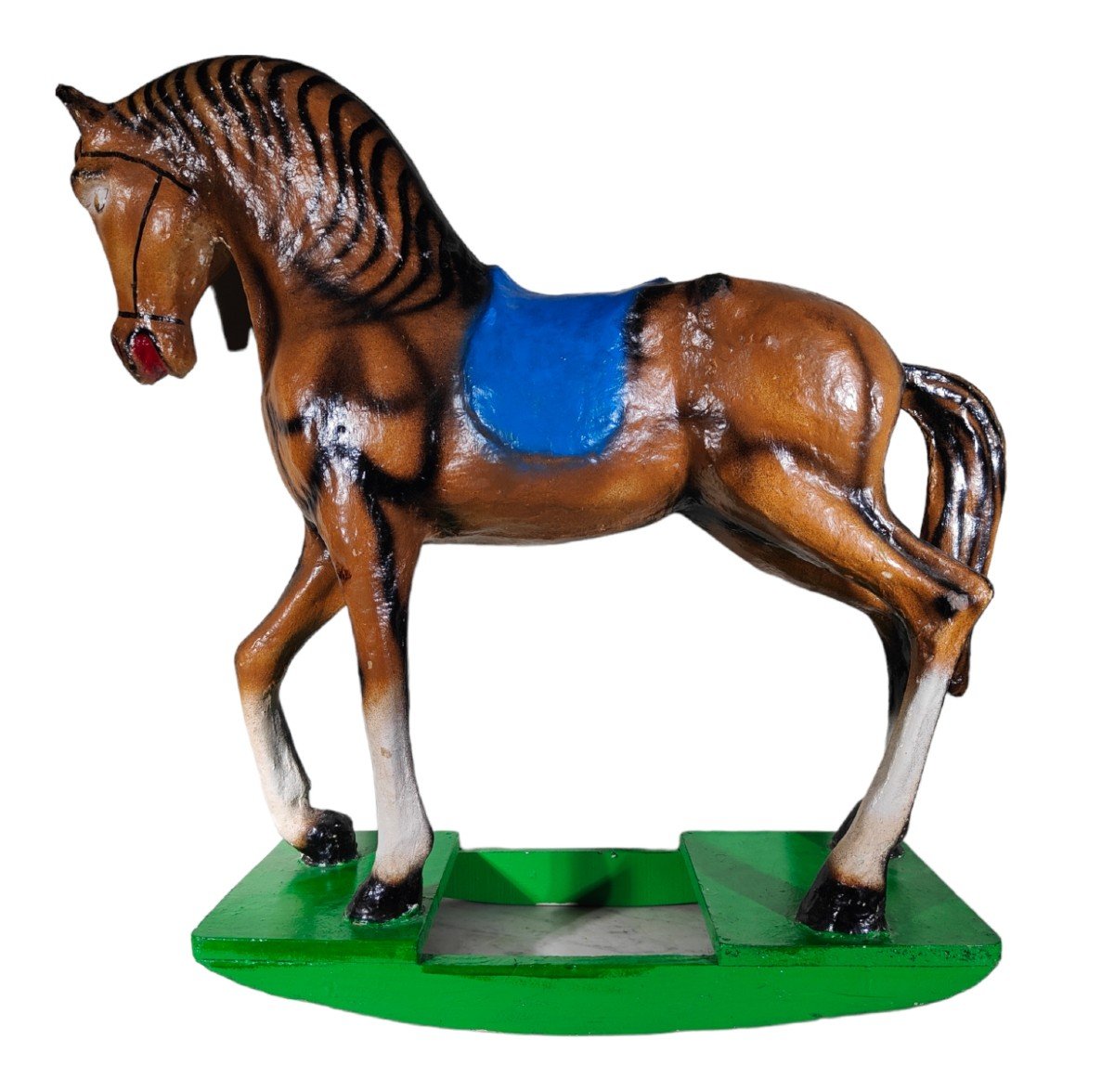 Petit Cheval à Bascule Décoratif De Noël - Statue En Résine Rouge, 12.5x14 Cm