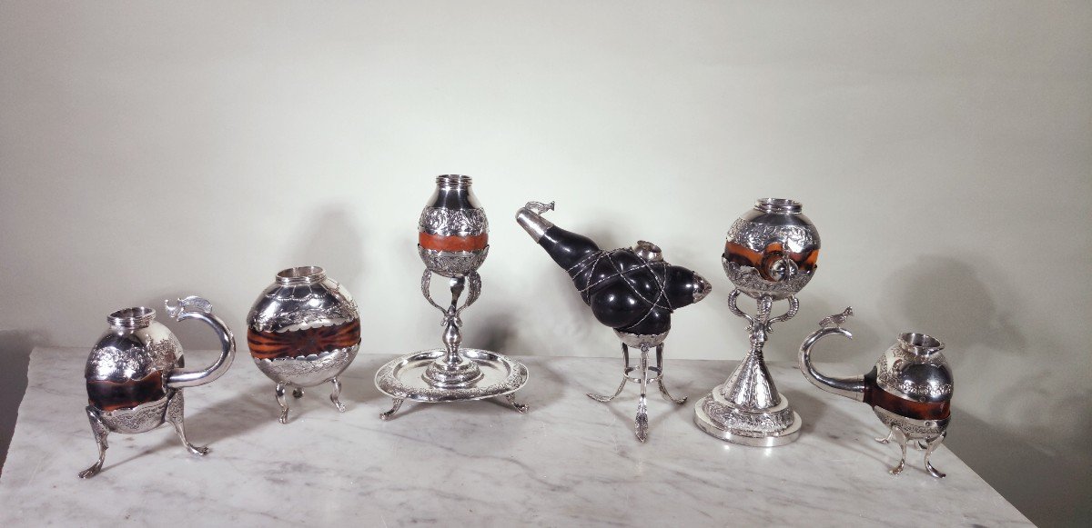 Collection Of Six Colonial Pots In Silver, Eighteenth Century-photo-2