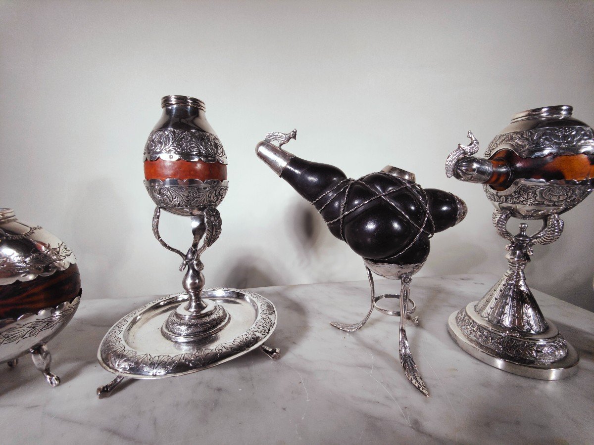 Collection Of Six Colonial Pots In Silver, Eighteenth Century-photo-1