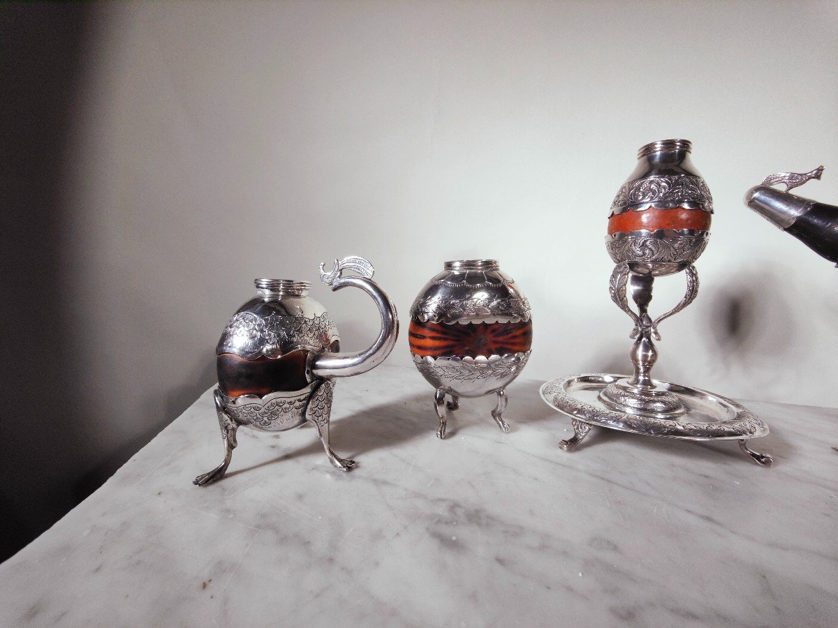 Collection Of Six Colonial Pots In Silver, Eighteenth Century-photo-2