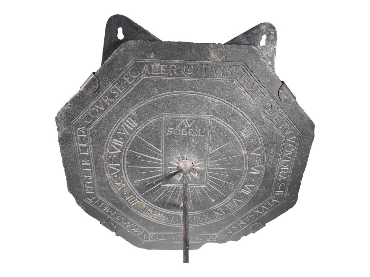 A Large 17th Century French Slate Octagonal Sundial-photo-4