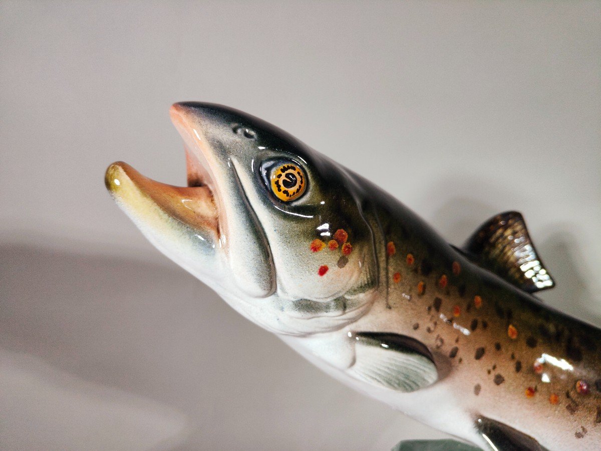 Decorative Porcelain Fish On Glass 1950s-photo-2