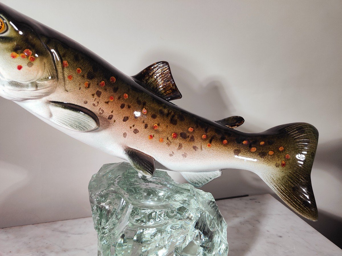 Decorative Porcelain Fish On Glass 1950s-photo-3