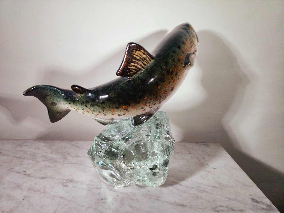 Decorative Porcelain Fish On Glass 1950s-photo-4