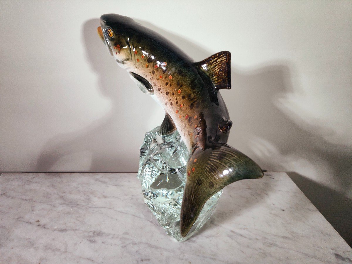 Decorative Porcelain Fish On Glass 1950s-photo-8