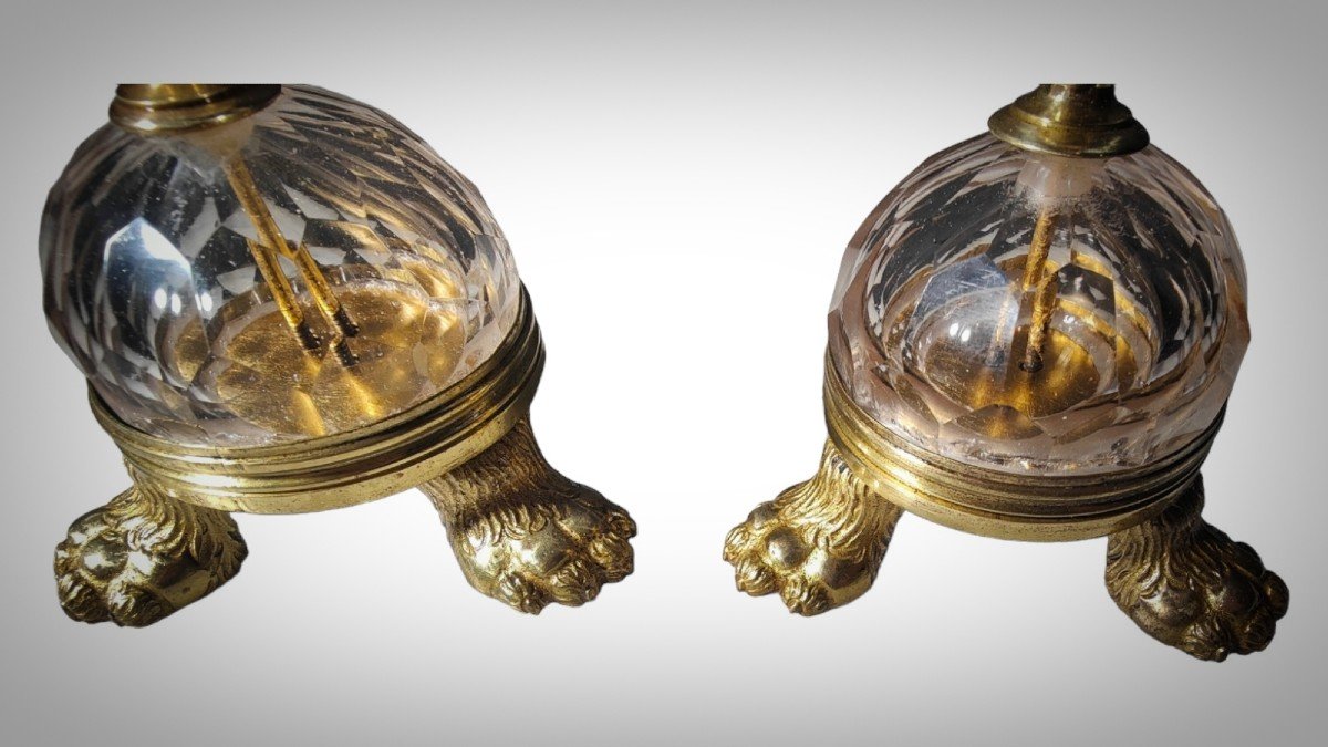 A Pair Of Crystal Candlesticks And Gilt Bronze Mounts, Late 17th Century-photo-3