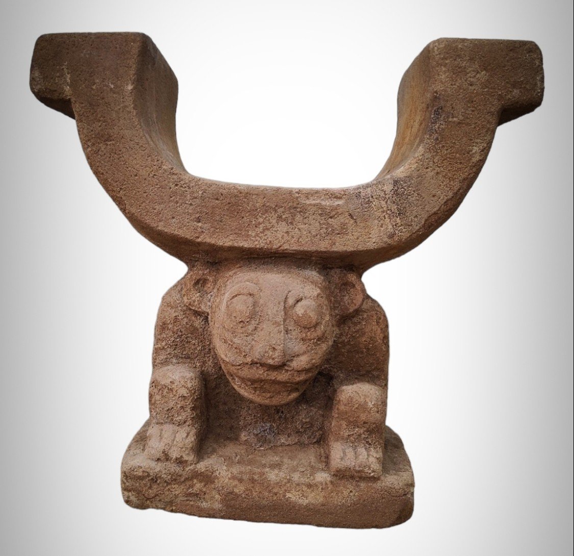 Manteña Chair Of Power Cachique Of Prehispanic Ecuador-photo-3