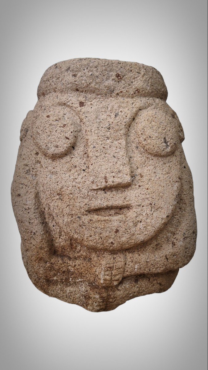 Stone Carved Anthropomorphic Sculpture From The Recuay Culture Peru 400bc-400ac