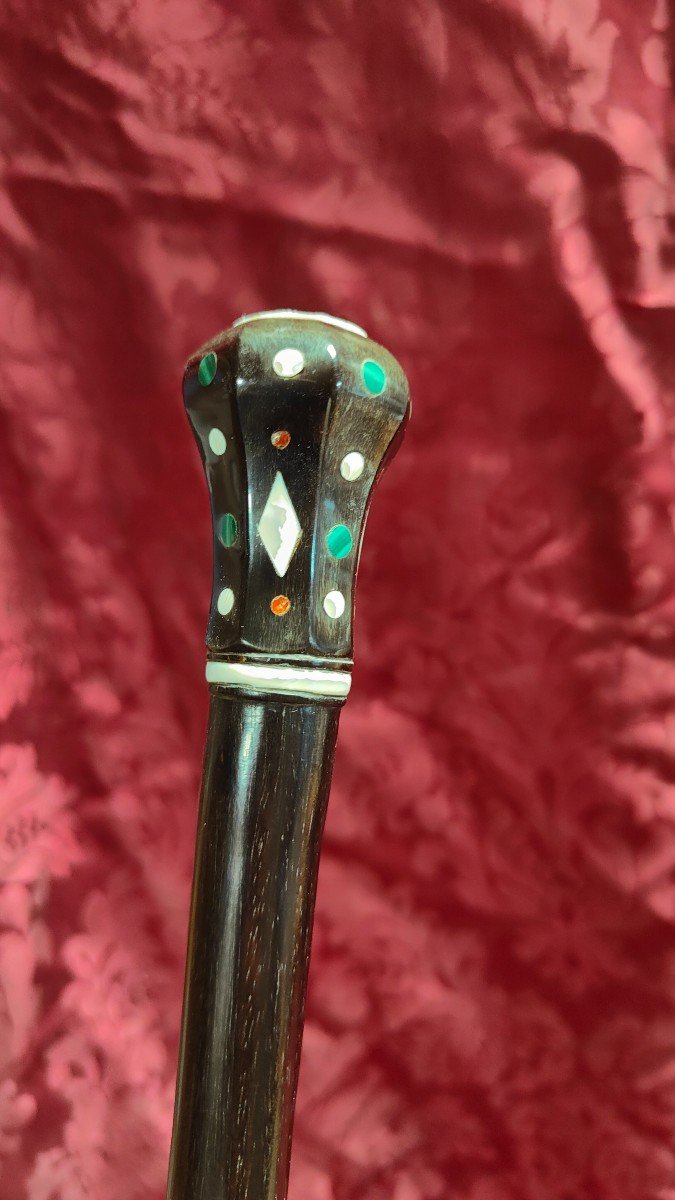 Ancient Masonic Cane With Semi-precious Stones-photo-4