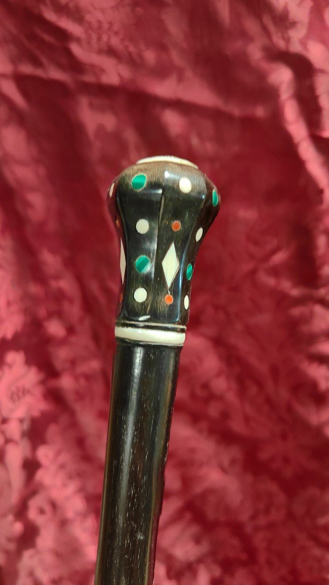 Ancient Masonic Cane With Semi-precious Stones-photo-5