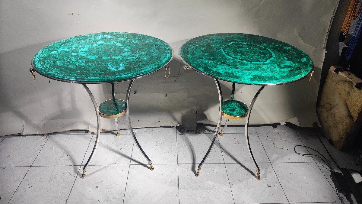 Pair Of Italian Malachite Tables-photo-7