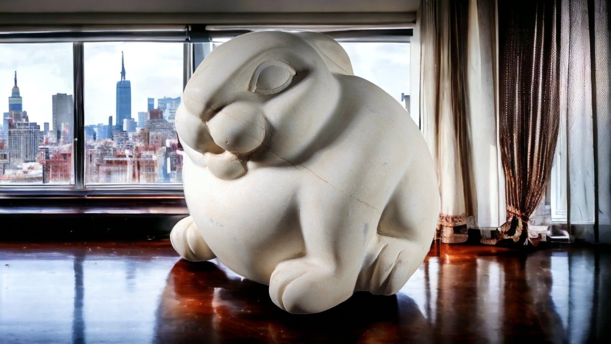 White Marble Sculpture Of A Firenze Hare 1840-photo-5