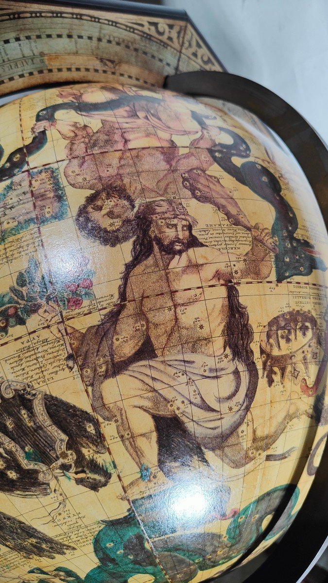 Paire De Grands Globes Antiques De Librairie Italienne-photo-5