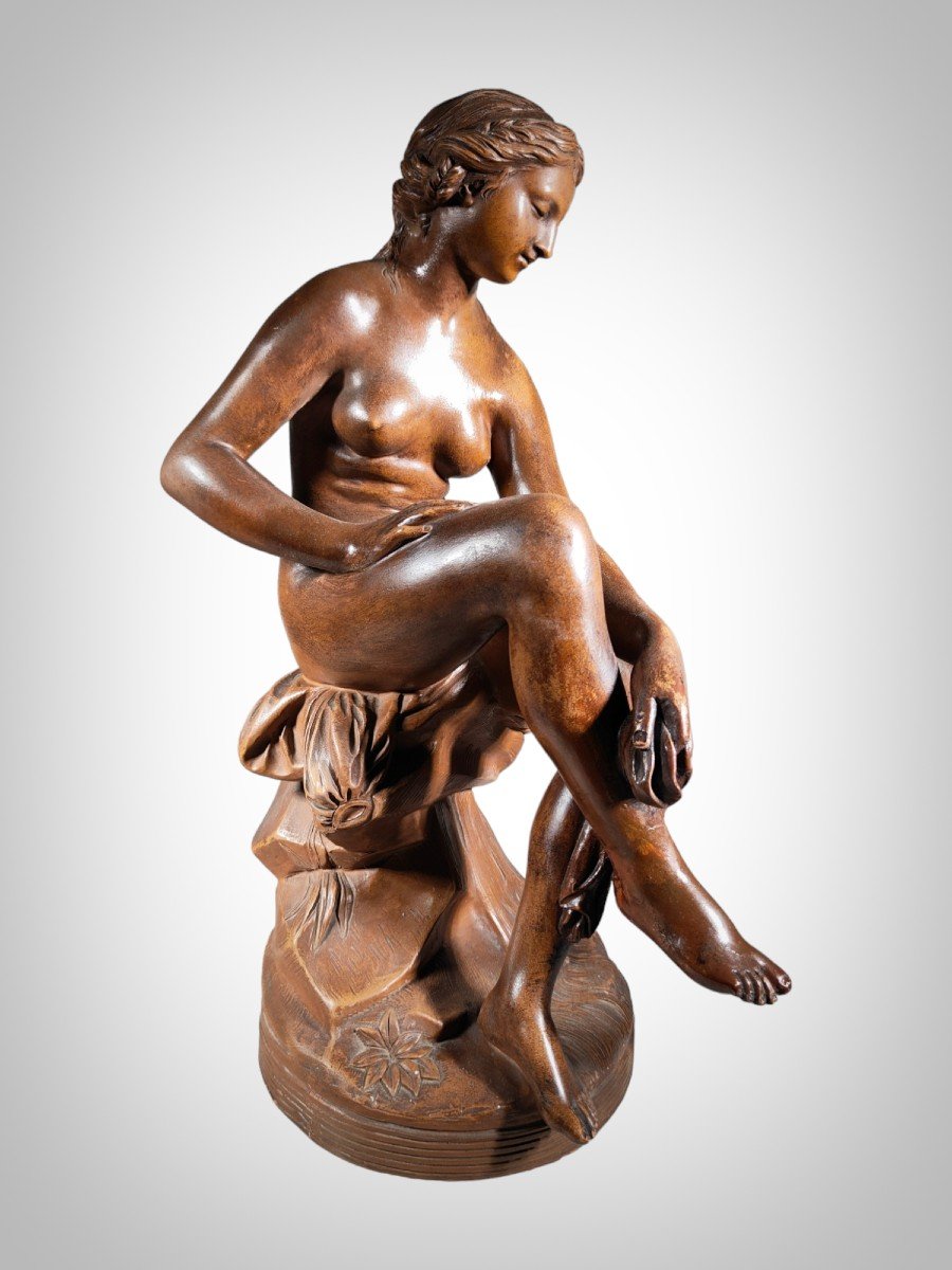 Vénus Assise En Terre Cuite XIXème Siècle-photo-2