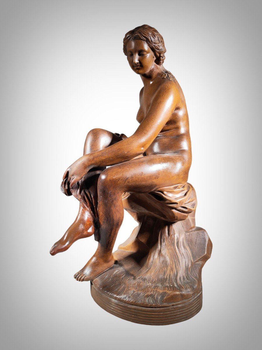 Vénus Assise En Terre Cuite XIXème Siècle-photo-1
