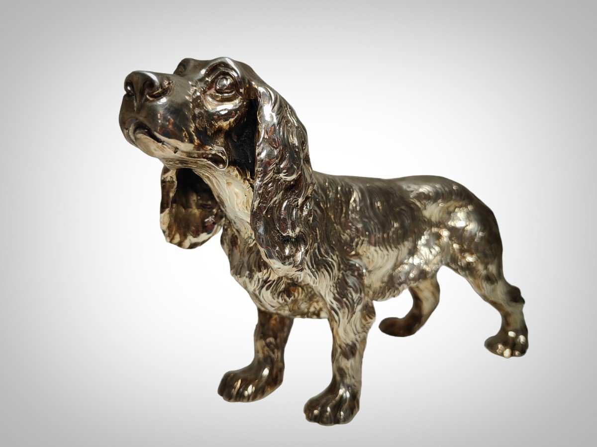 Exquisite Pair Of Italian Solid Silver Cocker Spaniel Dogs-photo-4