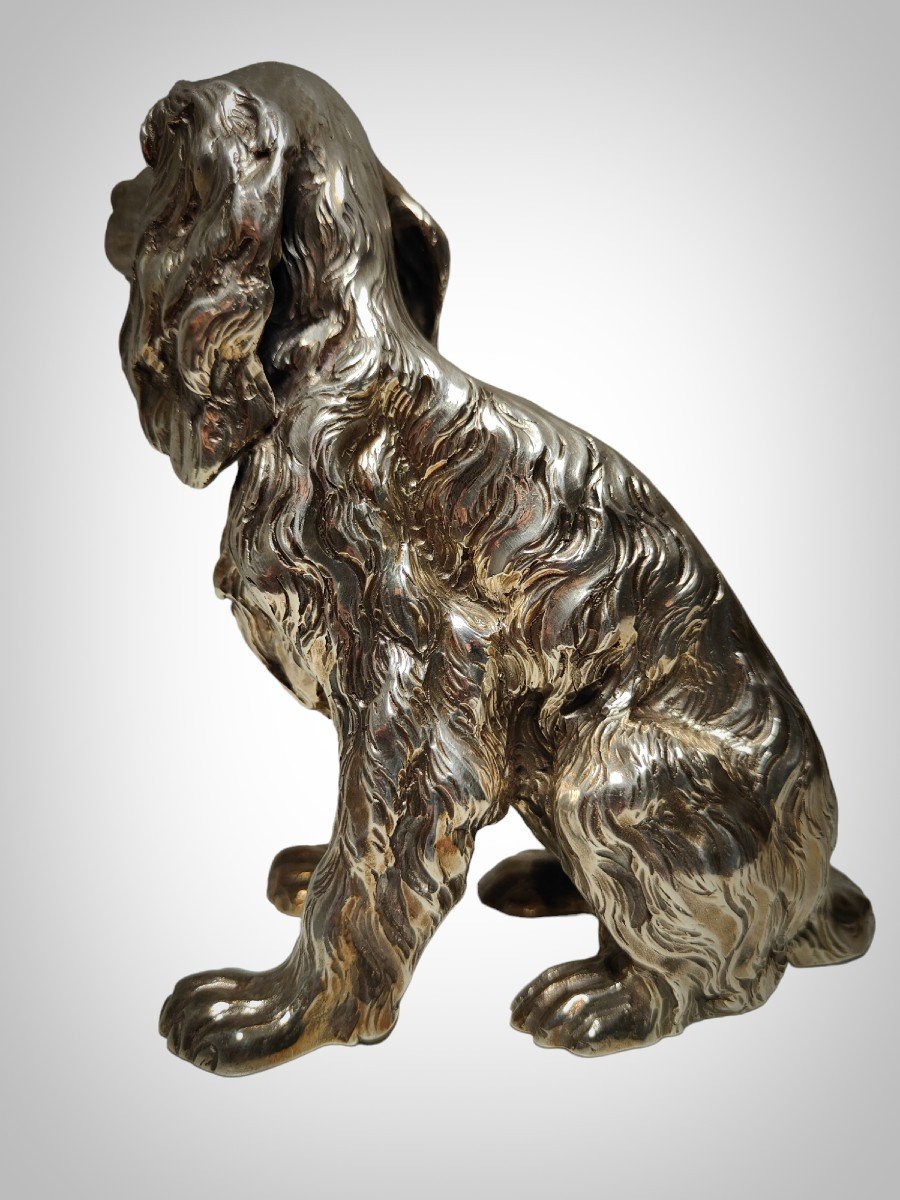 Exquisite Pair Of Italian Solid Silver Cocker Spaniel Dogs-photo-3