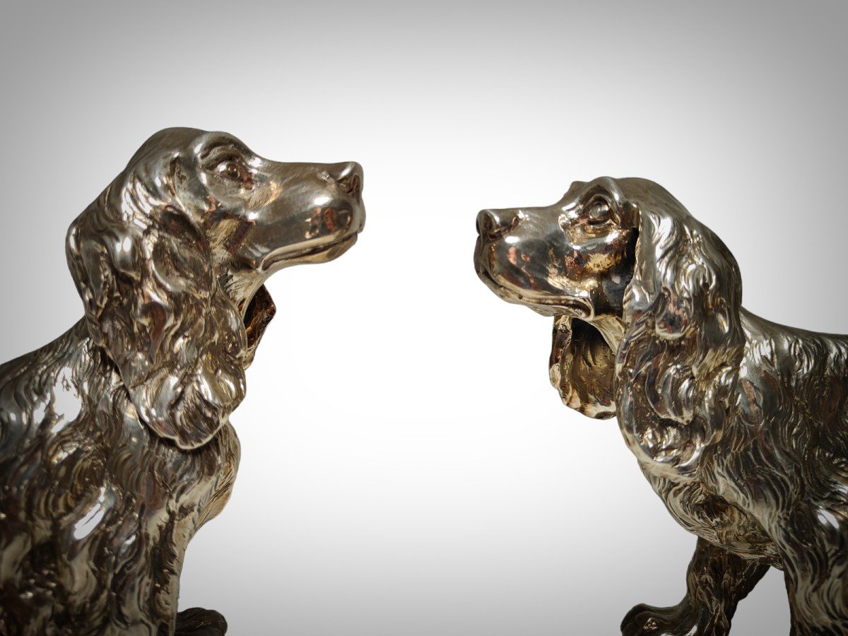 Exquisite Pair Of Italian Solid Silver Cocker Spaniel Dogs-photo-7
