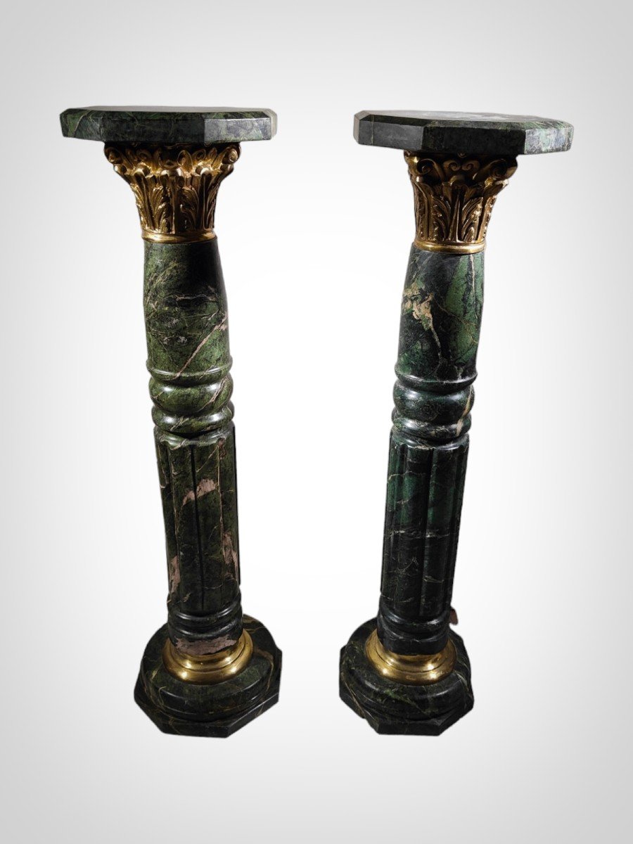 Pair Of Columns, Marble Pedestals From The 1950s-photo-3