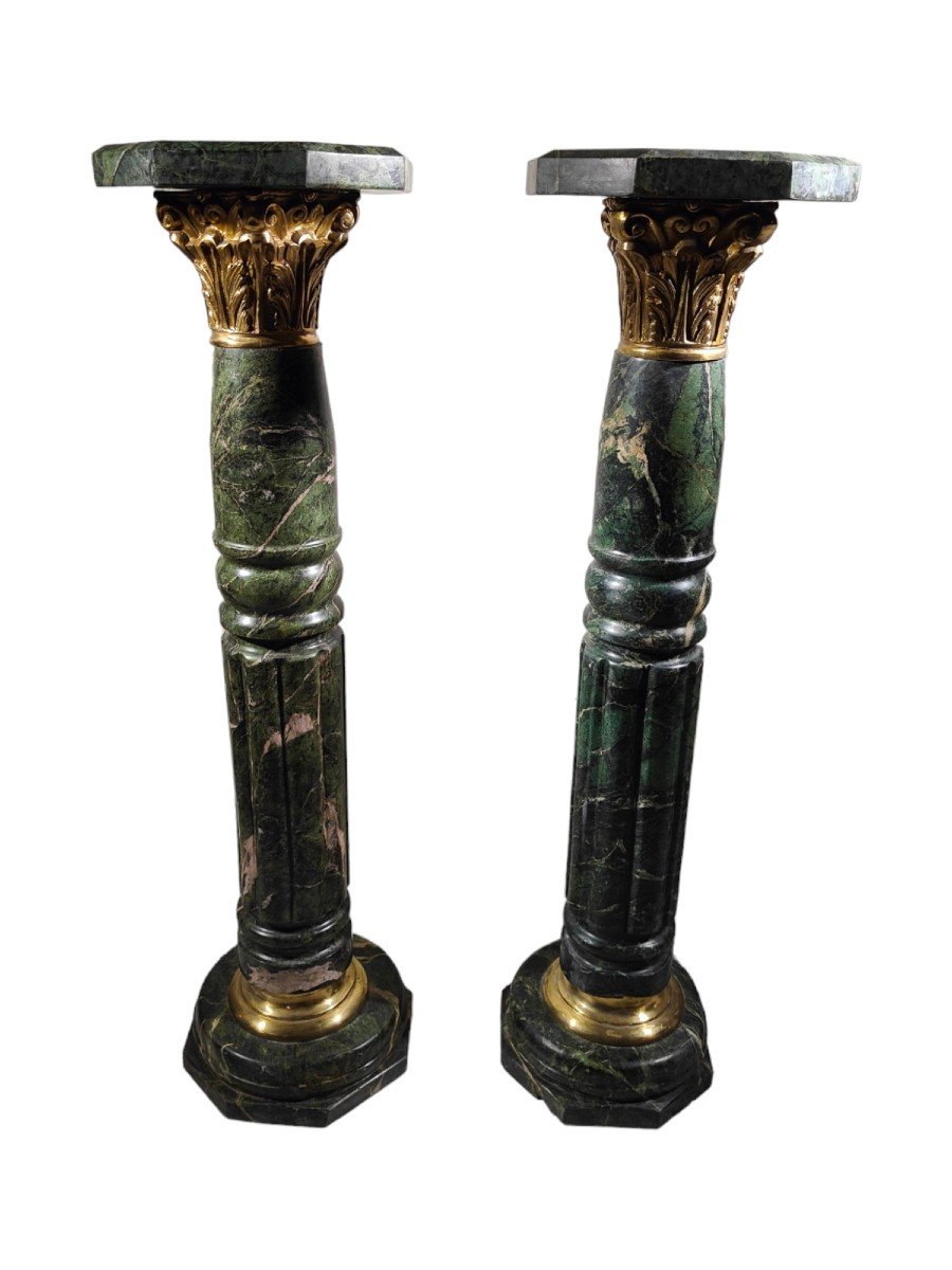 Pair Of Columns, Marble Pedestals From The 1950s-photo-5
