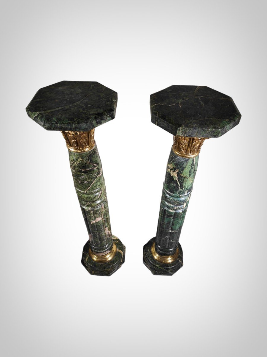 Pair Of Columns, Marble Pedestals From The 1950s-photo-6
