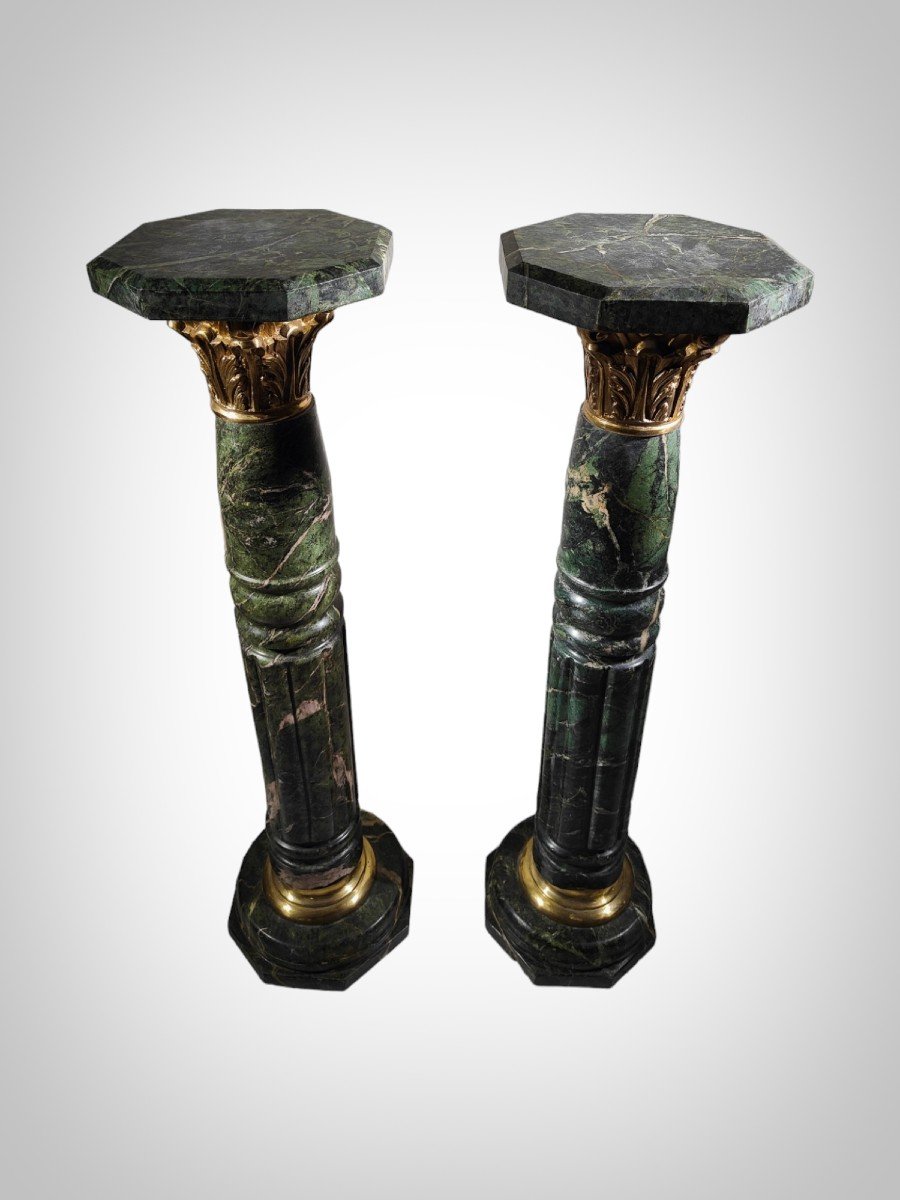 Pair Of Columns, Marble Pedestals From The 1950s-photo-7