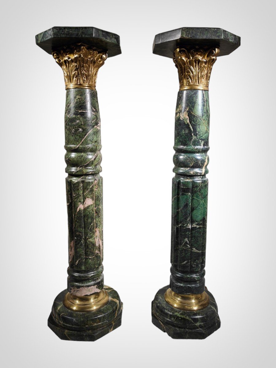 Pair Of Columns, Marble Pedestals From The 1950s-photo-8
