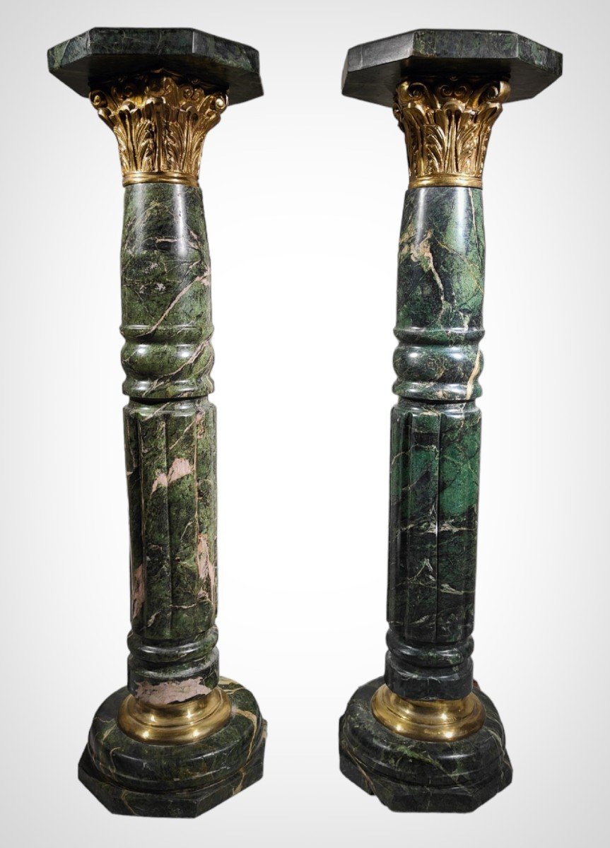Pair Of Columns, Marble Pedestals From The 1950s