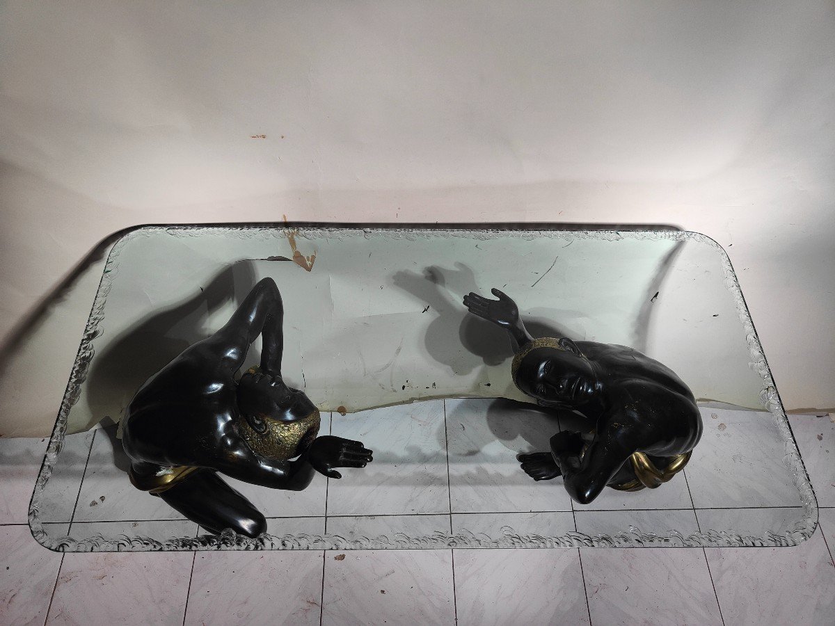 Table Basse Des Années 50 : élégance Avec Figurines En Bronze-photo-6
