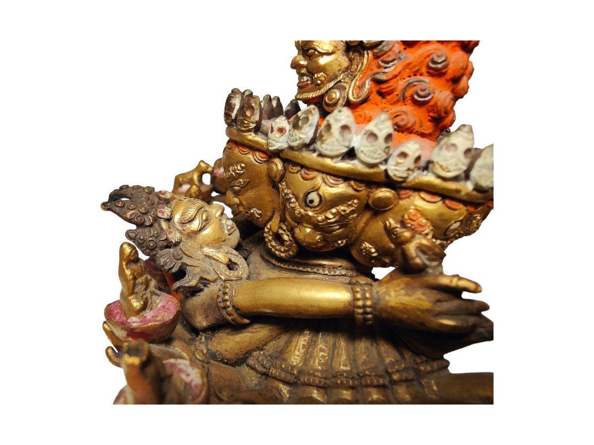 Exceptionnelle Sculpture En Bronze Doré De Cakrasamvara En Yab Yum, Tibet, XVIIIe Siècle-photo-7