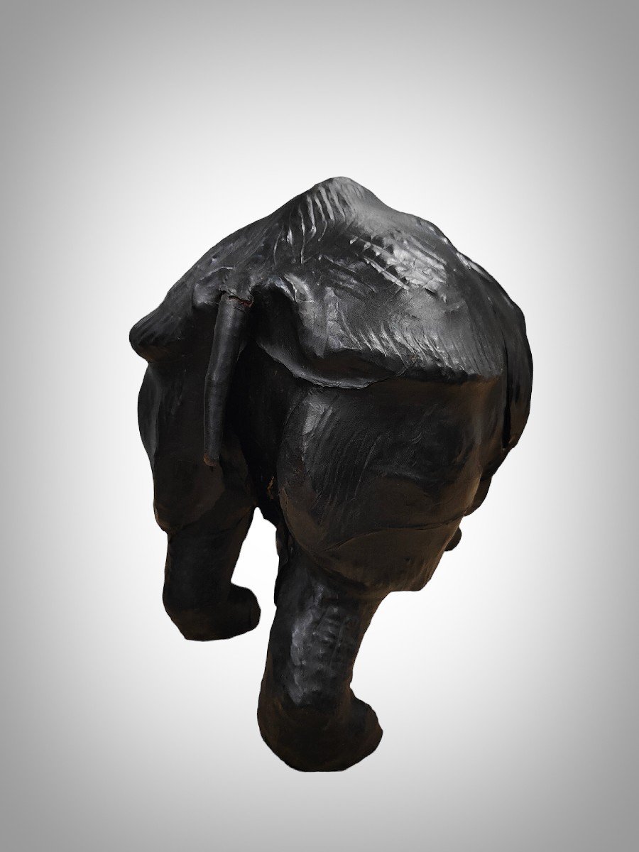 Large Leather Rhinoceros From The 50s - Quality European Decorative Work With Details-photo-4