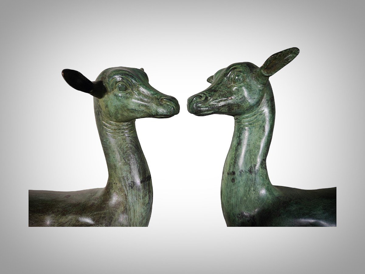 Small Pair Of Pompeian Deer From Herculaneum-photo-2