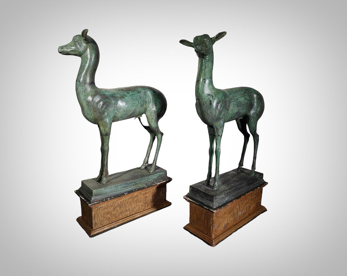 Small Pair Of Pompeian Deer From Herculaneum-photo-1
