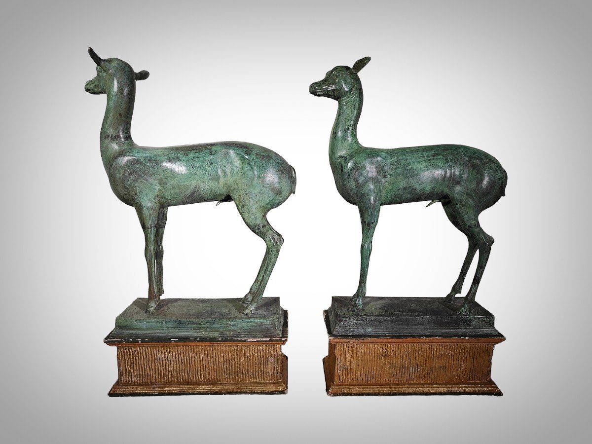 Small Pair Of Pompeian Deer From Herculaneum-photo-4