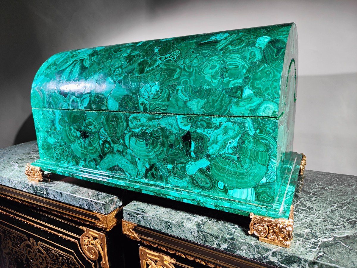 Grande Boîte En Malachite Du XXe Siècle  70 X 40 X 33 Cm -photo-7