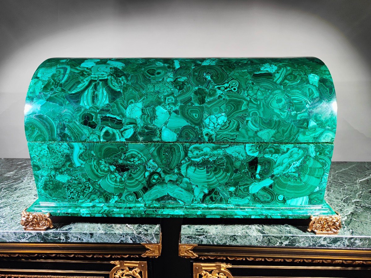 Grande Boîte En Malachite Du XXe Siècle  70 X 40 X 33 Cm -photo-8