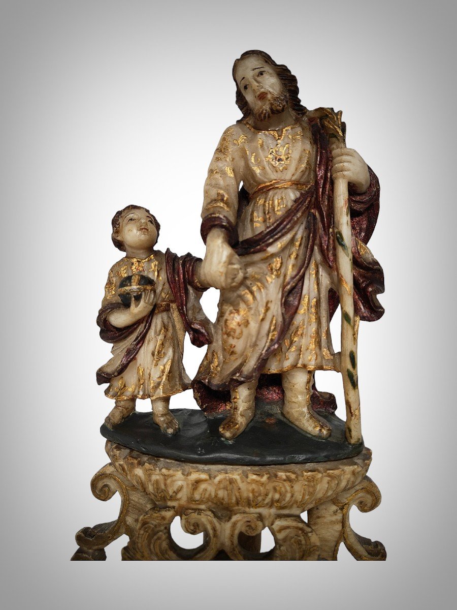 17th Century Trapani Alabaster Sculpture Of Saint Joseph-photo-4
