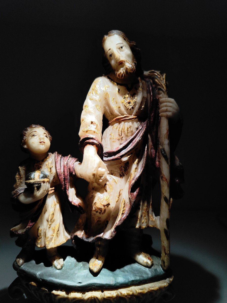 17th Century Trapani Alabaster Sculpture Of Saint Joseph-photo-5